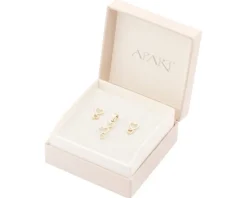 Złote kolczyki i zawieszka - komplet - serca