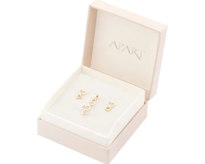 Złote kolczyki i zawieszka - komplet - serca