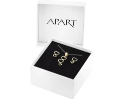 Złote kolczyki i zawieszka - komplet - serca