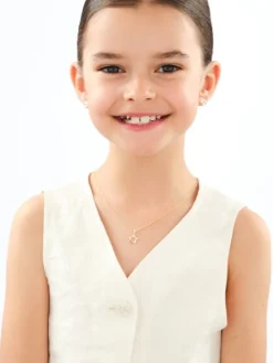 Złote kolczyki i zawieszka z emalią - komplet - gwiazdy, biedronki