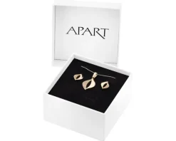 Złote kolczyki i zawieszka z cyrkoniami - komplet