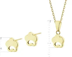 Złote kolczyki i zawieszka - komplet - kwiaty