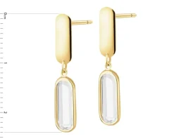 Złote kolczyki, szkło szlifowane