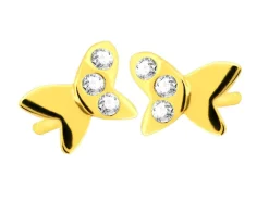 Złote kolczyki z cyrkoniami - motyle