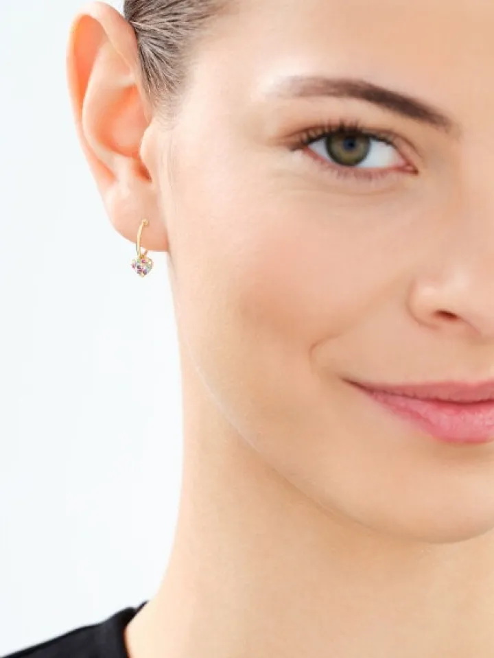 Złote kolczyki z cyrkoniami - serca