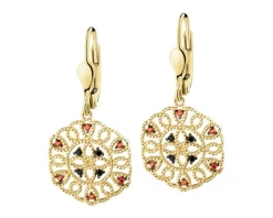 Złote kolczyki z cyrkoniami - rozety