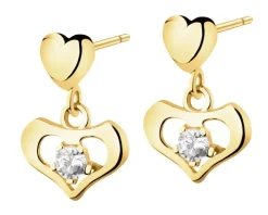 Złote kolczyki z cyrkoniami - serca