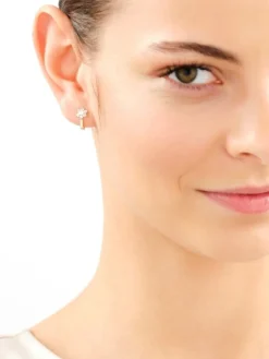 Złote kolczyki z cyrkoniami - kwiaty