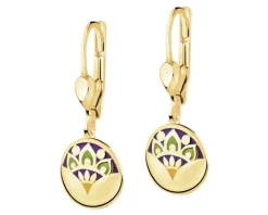 Złote kolczyki z emalią