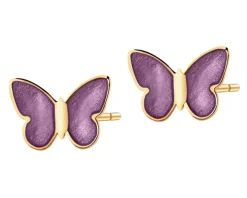 Złote kolczyki z emalią - motyle