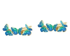 Złote kolczyki z emalią - motyle