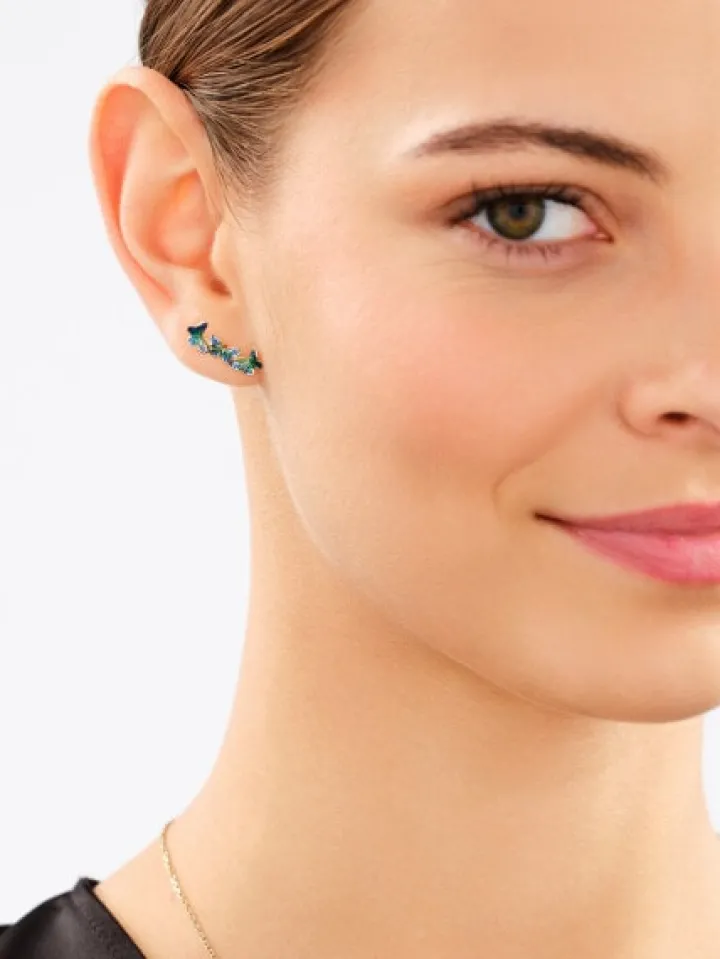 Złote kolczyki z emalią - motyle