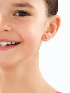 Złote kolczyki z emalią - serca