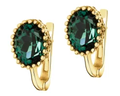 Złote kolczyki z korundami syntetycznymi