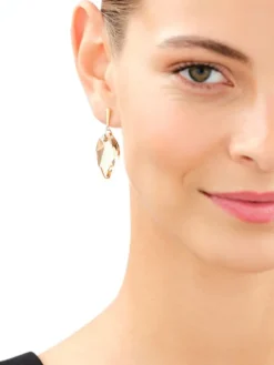 Złote kolczyki z kryształami syntetycznymi - liście