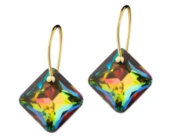 Złote kolczyki z kryształami syntetycznymi