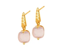 Złote kolczyki z kwarcami