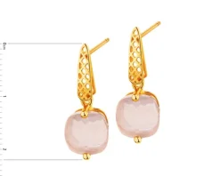 Złote kolczyki z kwarcami