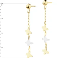 Złote kolczyki z masą perłową - motyle