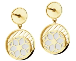 Złote kolczyki z masą perłową