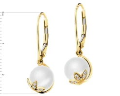 Złote kolczyki z perłami i cyrkoniami