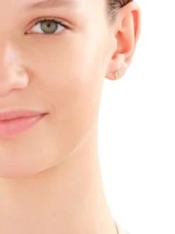 Złote kolczyki z szafirami syntetycznymi i cyrkoniami - kolibry