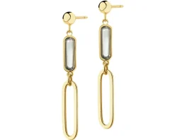 Złote kolczyki z topazami - paper clip