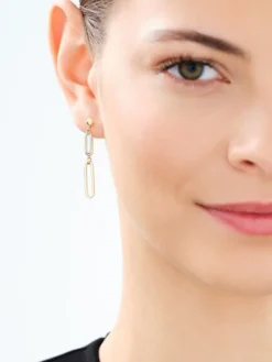 Złote kolczyki z topazami - paper clip