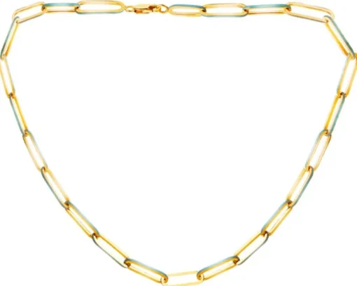 Złoty naszyjnik z emalią - paper clip