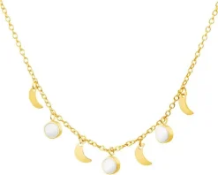 Złoty naszyjnik z emalią, ankier - Księżyce