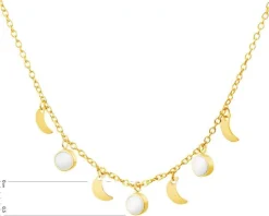 Złoty naszyjnik z emalią, ankier - Księżyce