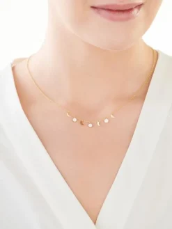 Złoty naszyjnik z emalią, ankier - Księżyce