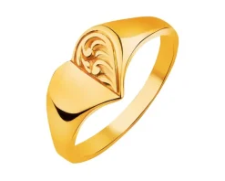 Złoty pierścionek - sygnet - serce